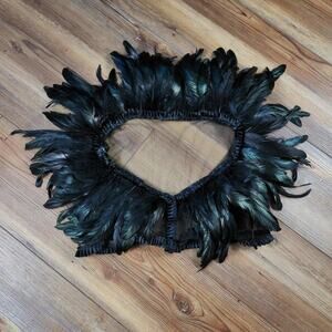 Be Wicked! | Black Feather Crop Top - Women Costume Witchy Cosplay Goth
